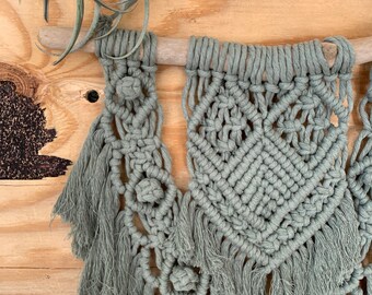 Dusty Blue Macrame Wall Hanging