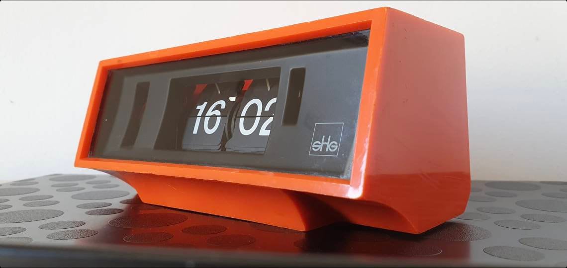 SHG flip clock,klappzahlen Wecker,vintage,70'