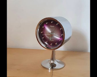 Rhythm pedestal alarm clock ,mehanical Wecker, space age,vintage,70'
