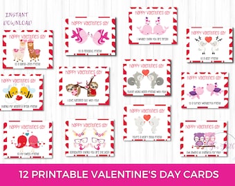 12 Valentinstagskarten für Kinder, Valentinskarten, Tierwortspielkarte, Valentinstagskarten, Valentinstagskarten, Valentinstagskarte, Valentine