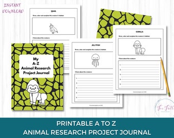 A to Z Animal Research Workbook for Kids, Homeschool Printable (PDF)