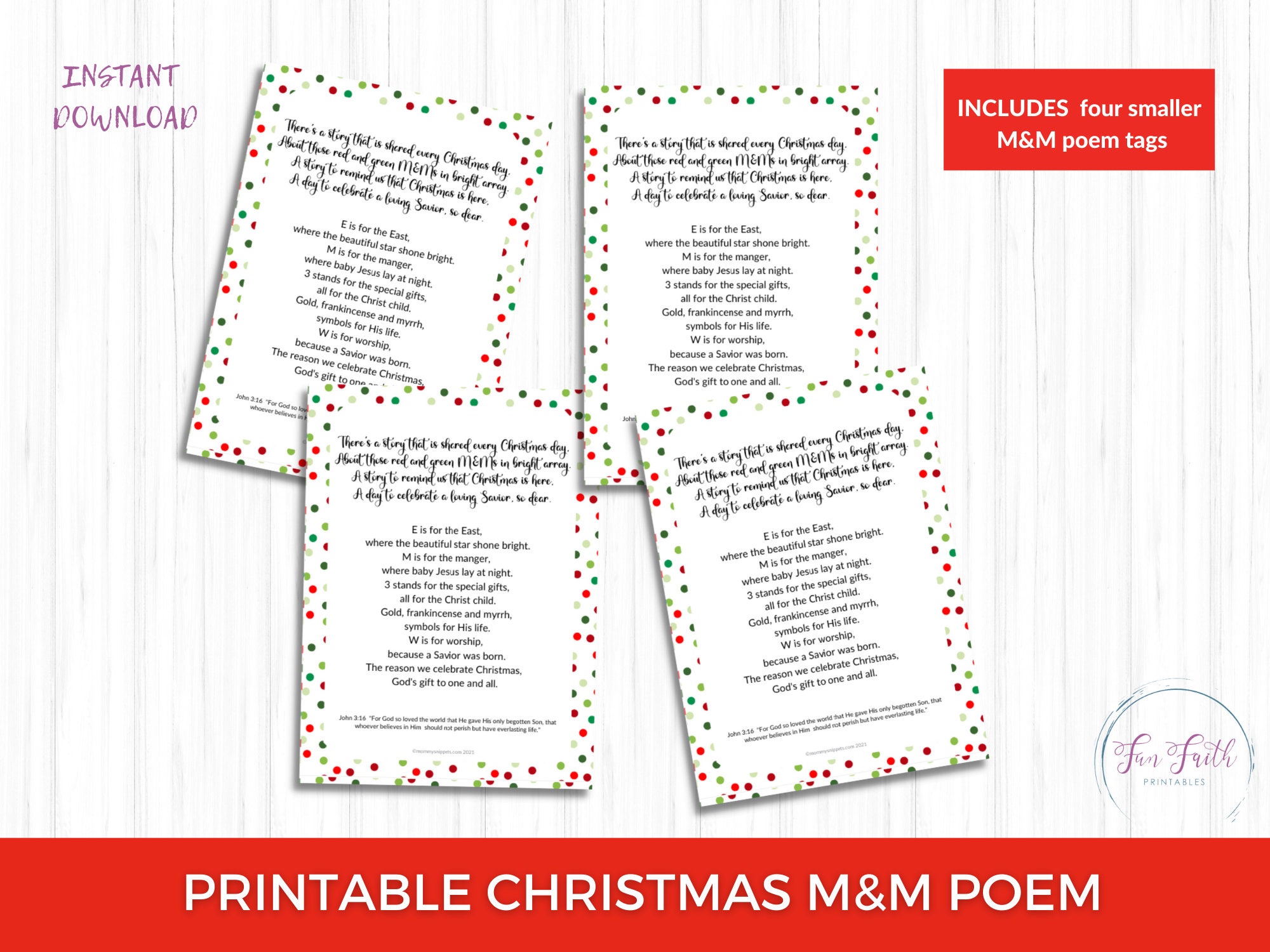 Christmas M&amp;m's Poem, Christmas Printable, Christmas Tag, Christian ...