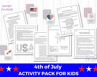 4th of July Activity Sheets, Patriotic Word Games (Digital Download)