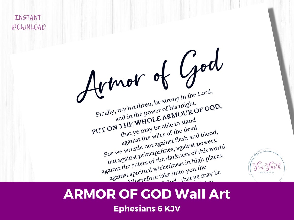 Armor of God Wall Art 8x10 2 Design Styles Included, Christian Wall Art