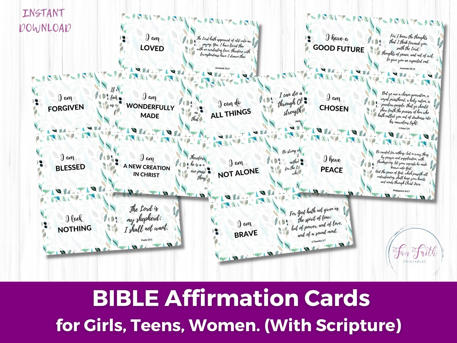 Bible Affirmation Cards Printable, Bible Verse Cards, Bible Study ...