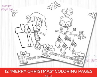 Christmas Coloring Pages for Kids, Set 2 (Printable Digital Download)