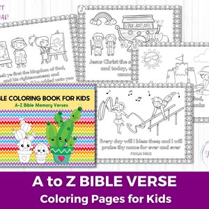 26 Scripture Coloring Pages with Bible Affirmations for Kids, Printable A to Z Bible Verse Coloring Pages, Bible Study, Memory Verse