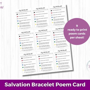 Printable Salvation Bracelet Poem Card, Faith Bracelet Gospel Card ...