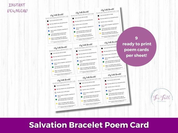 Printable Salvation Bracelet Poem Card Faith Bracelet Gospel - Etsy