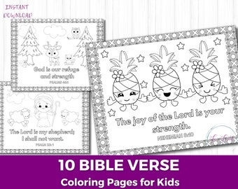 Bible Verse Coloring Pages for Kids, Christian Scripture (Digital Download)