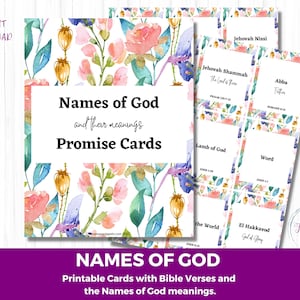 36 Namen Gottes druckbare Karten mit Bibelversen, Schriftkarten, Glaubenskarten, Bibelstudienkarten, Digitaldrucke, Affirmationskarten