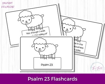 Psalm 23 Flashcards and Banner Craft, KJV Printable (Digital Download)