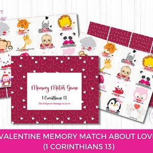 Valentine Memory, Valentinstag Ausdrucke, Christliche Ausdrucke für Kinder, Sonntagsschule Ausdrucke, 1 Korinther 13