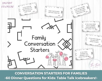 Family Conversation Starter Cards, Dinner Table Games (Digital Download)