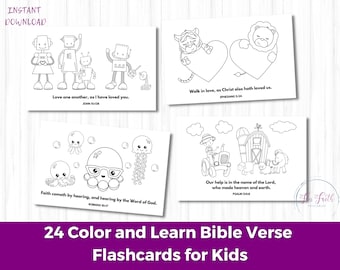 24 Large Printable Scripture Cards, Bible Verse cards, Printable Bible Verses for Kids, Easy Bible Verses for Kids, Bible Memory Cards