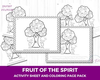 Fruit of the Spirit Coloring Page, Bible Activity Sheet (Digital Download)