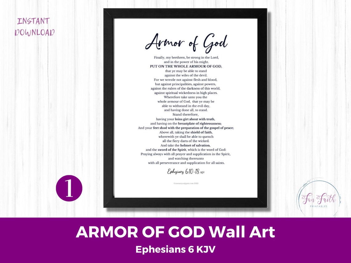 Armor of God Wall Art 8x10 2 Design Styles Included, Christian Wall Art