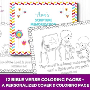 Personalized Coloring Page & Book Cover | Bible Verse Coloring Pages For Kids | Sunday School Coloring Pages | Kids Christian Coloring Pages