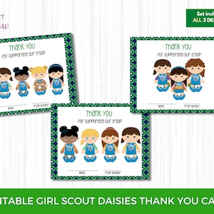 Girl Scouts Thank You Cards- Daisies, Cookie Thank You, Girl Scout Thank You Tags, Fall Product, Troop Thank You, Girl Scouts Printables