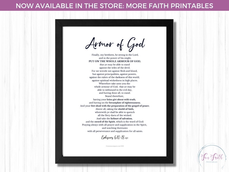Armor of God Prayer Card for Kids, Armour of God Scripture Printable ...