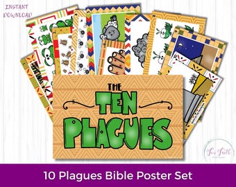 10 Plagues Printable Bible Poster Set for Kids, Plagues of Egypt, Sunday School Posters