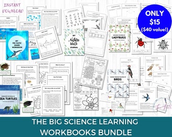 Science Worksheets Bundle for Kids, Homeschool Printable (Digital Download)