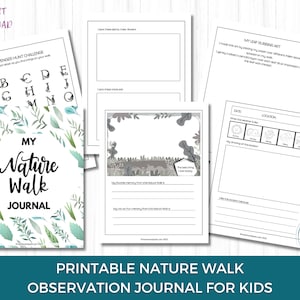Nature Walk Observation Journal, Printable Nature Journal for Kids, Nature Study, Outdoor Journal, Homeschool Printable, Kids Scavenger Hunt