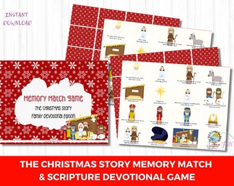 The Christmas Story Memory Game, Printable Christmas Games, Children's Church Christmas Memory Matching Game, Christmas Bible Study for kids