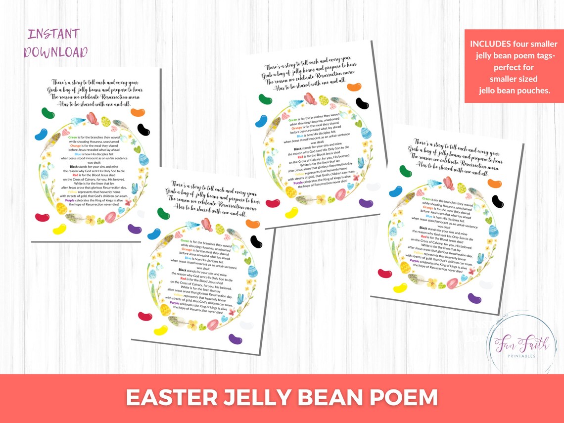 Jelly Bean Poem, Easter Printable, Jelly Bean Prayer, Easter Basket ...