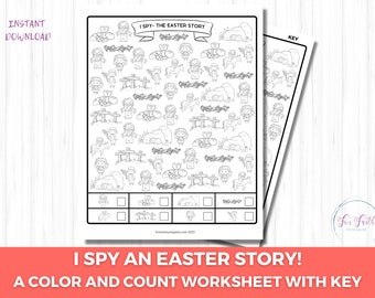 I Spy Easter Printable, Printable Easter Games for Kids, Easter Basket Stuffer, Easter Party Game, Easter Activities