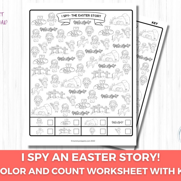 I Spy Easter Printable, Printable Easter Games for Kids, Easter Basket Stuffer, Easter Party Game, Easter Activities