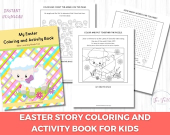Easter Quiet Book, Easter Activity Book, Easter Coloring Pages, Busy Book Printable, Easter Basket Stuffers, Minimalist Religious Easter