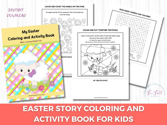 Easter Activity Book, Bible Trivia, Coloring Pages (Digital Download)