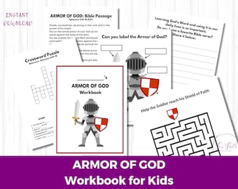 Armor of God Workbook for Kids, Bible Study Activity (Digital Download)