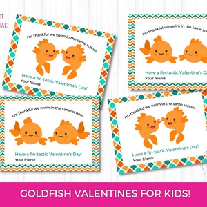Goldfish Valentines, Valentine&#39;s Cards for Kids, Printable Valentine&#39;s Day Cards for School, Valentine Tags, Valentine Puns