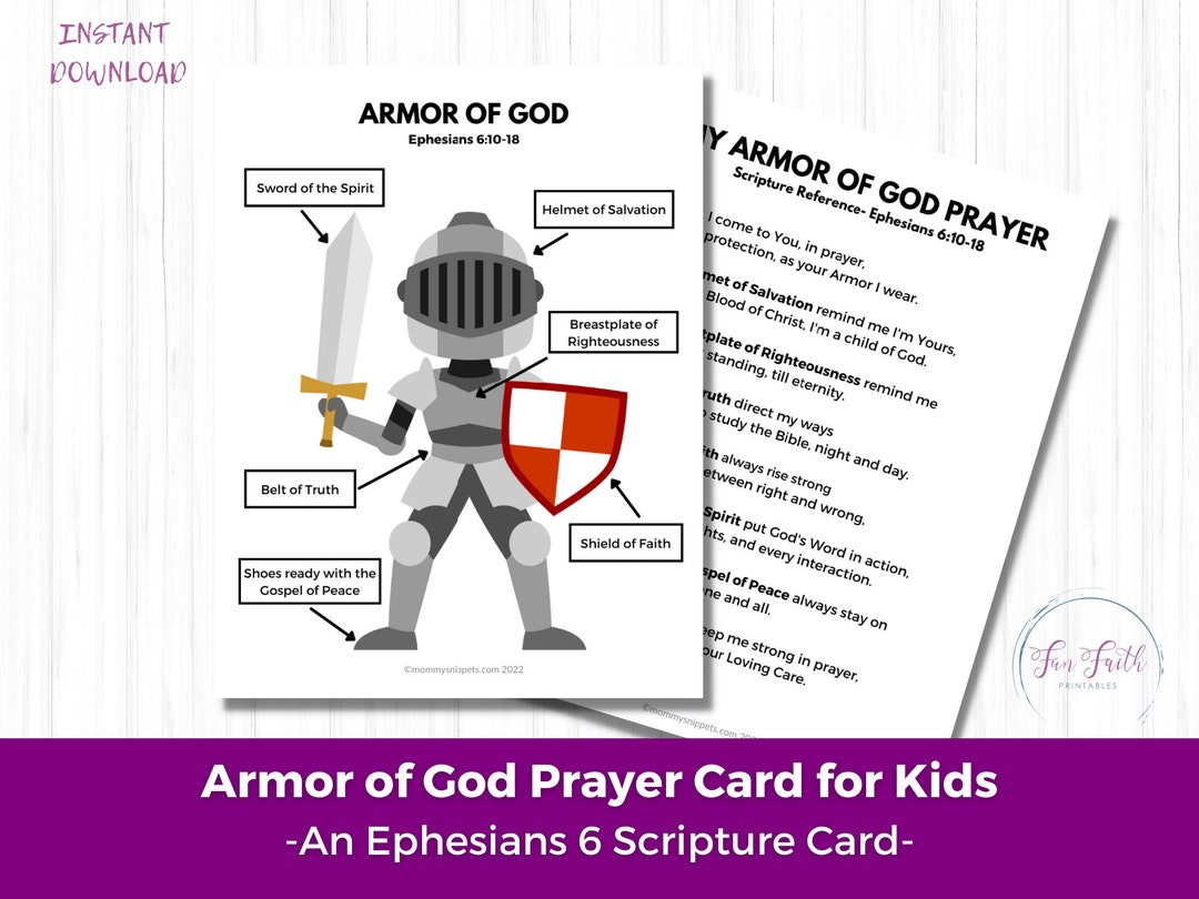 Armor of God Prayer Card for Kids, Armour of God Scripture Printable