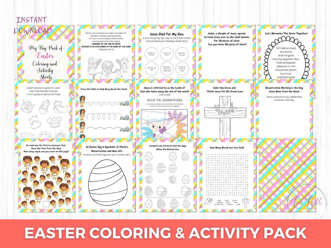 Easter Story Coloring Activity Pages for Kids (digital Download) - Etsy, image size:1080x810