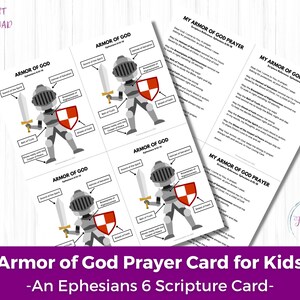 Armor of God Prayer Card for Kids, Armour of God Scripture Printable ...