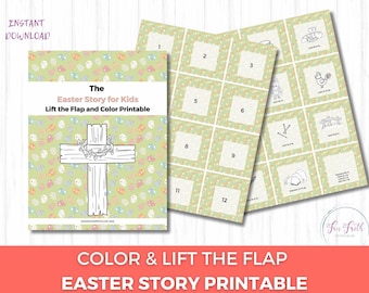 Printable Easter Story Countdown, Lift the Flap, Coloring Activity (Digital Download)