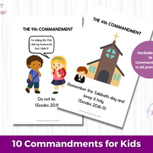 Printable 10 Commandments for Kids- A5 Posters and Flashcards, Ten ...
