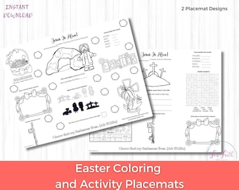 Christelijke kleurplacemat voor Pasen, kinderactiviteit (digitale download)