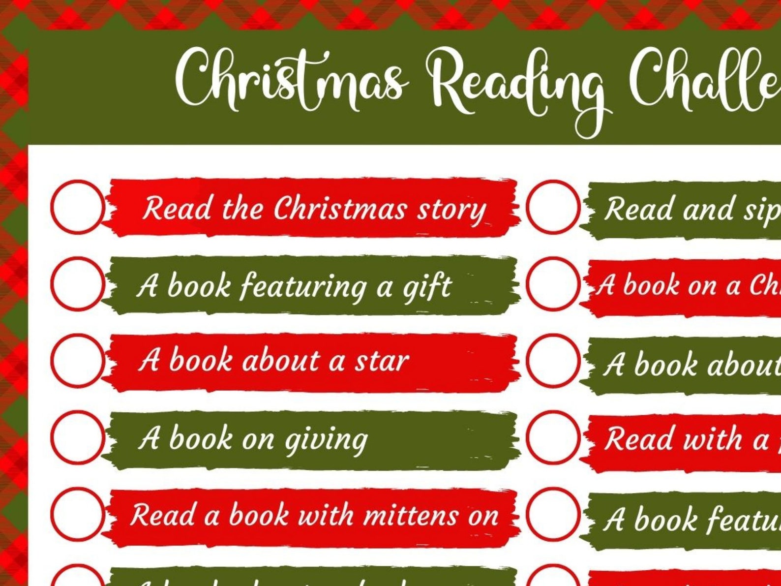 Christmas Reading Challenge Christmas Printable for Kids  Etsy