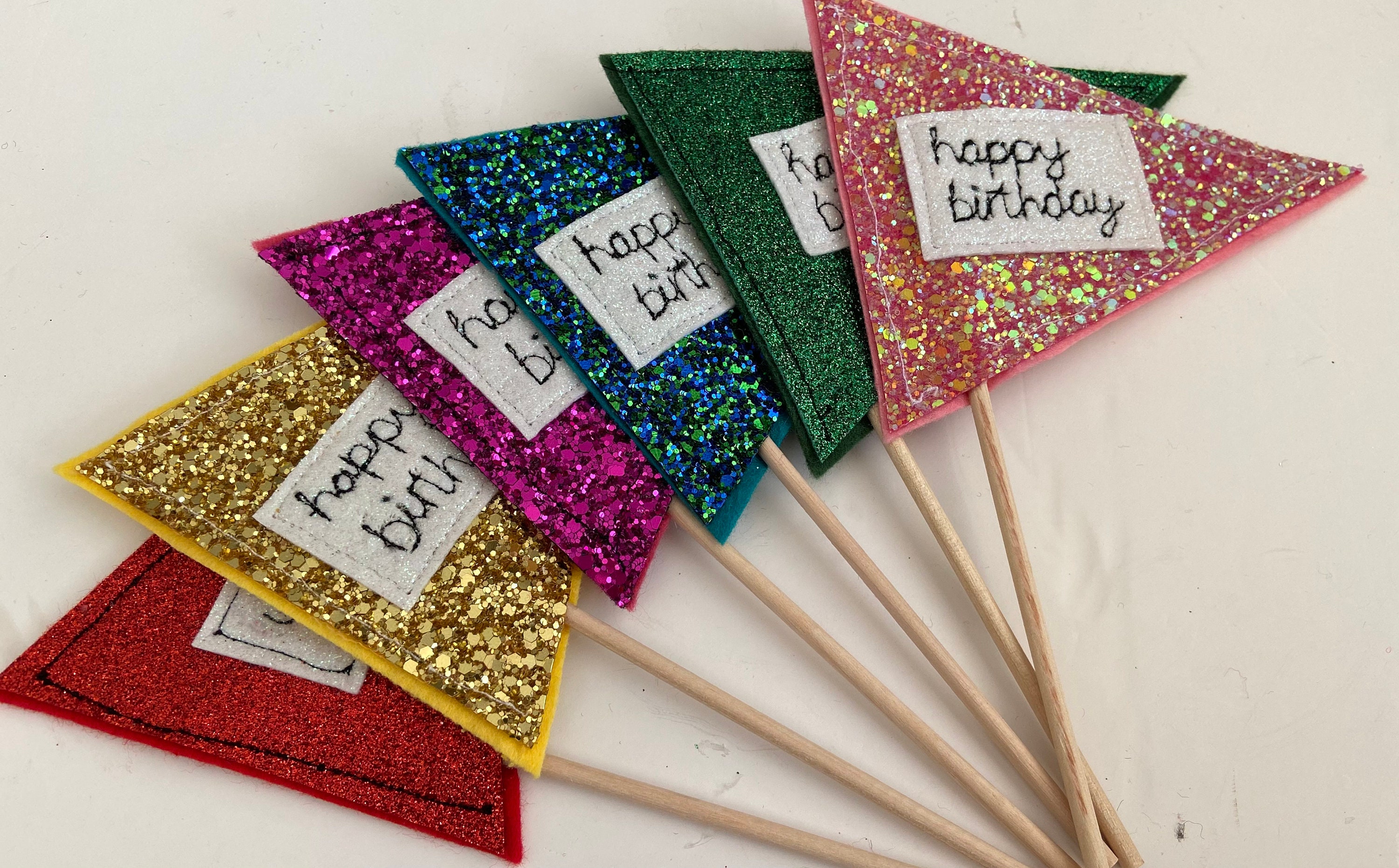 Fabric Flag Cake Topper, Personalised Cake Topper, Handmade Birthday