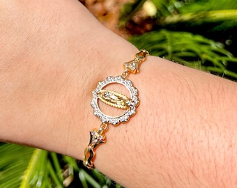 Virgin Mary Bracelet, CZ Virgin Mary Bracelet, Virgencita Bracelet, Virgen de Guadalupe jewelry