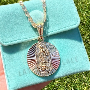 Collar Virgen María, Collar Virgencita Tricolor, Collar Virgen de Guadalupe, Collar Virgencita Oro