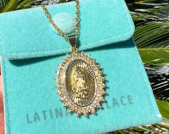 Collar Virgen María de Oro, Collar Virgencita, Collar Religioso, Cadena de Virgen de Guadalupe
