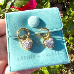 Gold Heart Earrings, Heart Dangle Earrings, White Heart Earrings, Stainless Steel Heart Earrings
