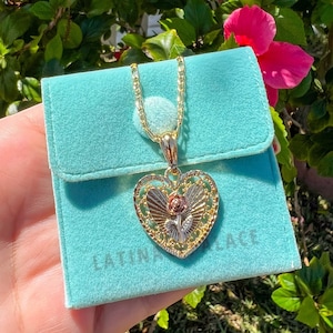 Collar de rosas, collar de oro rosa, collar de corazón de rosas, collar de flores de rosas
