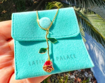 Red Rose Necklace, Rose Flower Necklace, Rose Necklace