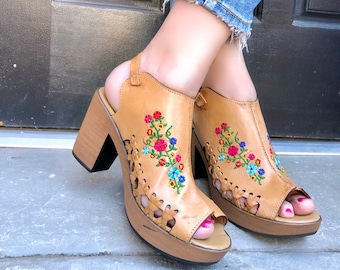 Mexican high heels, Huarache Heels, Mexican huarache wedges, Mexican huarache Heels